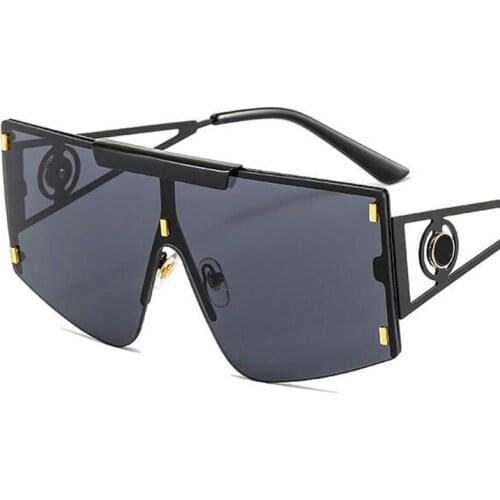 Square Sunglasses Women 2021 Vintage Brand Design Men Oversized Metal Frame Sun Glasses One-Piece Goggles Shades Oculos UV400