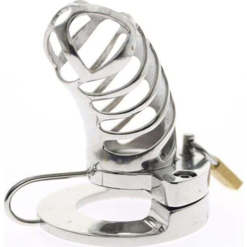 Lockable Penis Lock Stainless Steel Cock Cage Penis Ring Chastity Device Belt Tool Restraint Sex Toys for Men BS080 40/45/50mm