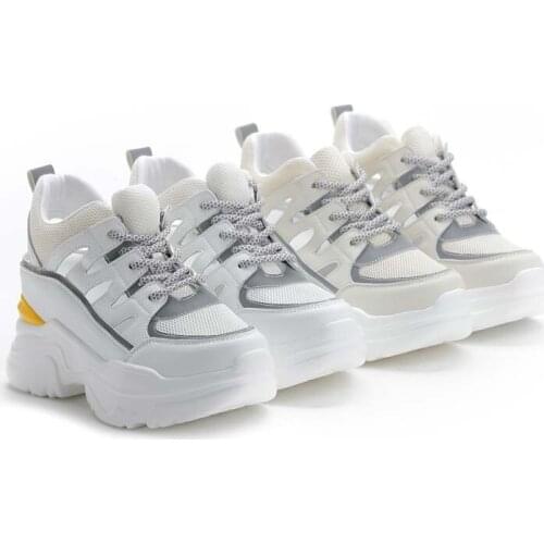 2019 New PU Leather Women Sneakers Plus Size 35-39 Platform Shoes Ladies Height Increasing Chunky Sneakers Zapatillas Sujer