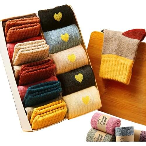 Women winter cartoon plus velvet thick warm socks Harajuku Japanese cute ins style fashion simple trend solid color cotton socks