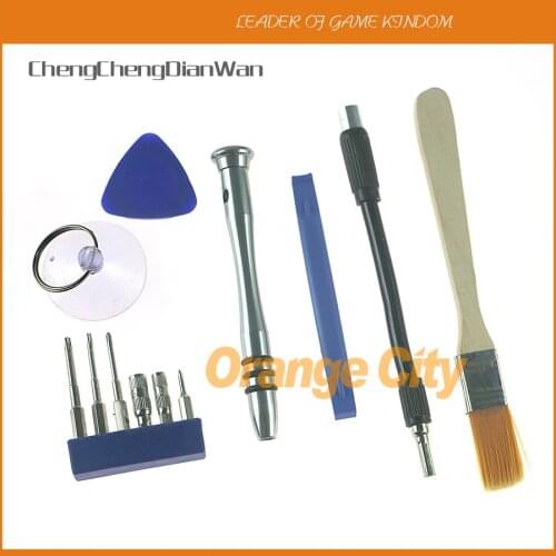 10sets/lot Professional Repair Full Tool Kit Security Screwdriver Game Bit Set Cleaning Brush for Nintendo Switch NS NX NES SNES