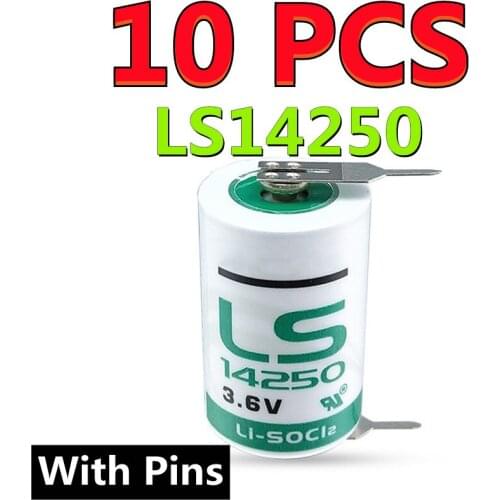 10pcs Original New For SAFT 3.6V 14250 LS14250 1/2AA LS14250 Cells For meter Electronic Equipment PLC Lithium Battery With Pins
