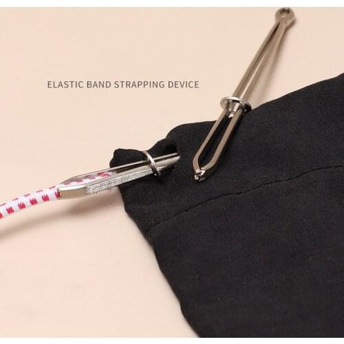 2pcs Stainless iron Elastic Bands Bodkin threader Self-Locking Tweezer Rope Belt Ribbon Weaving DIY Apparel Sewing tool
