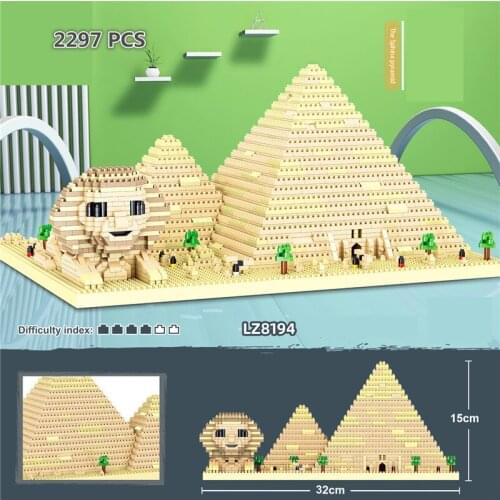 2297PCS Egypt World Famous Architecture Historic Monuments Micro Diamond Block Pyramid Sphinx Bricks Toy Building Brick Model