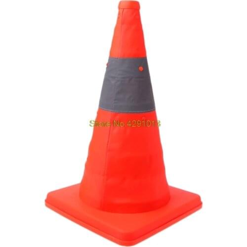42cm Folding Road Safety Warning Sign Traffic Cone Orange Reflective Tape Drop Shipping Support