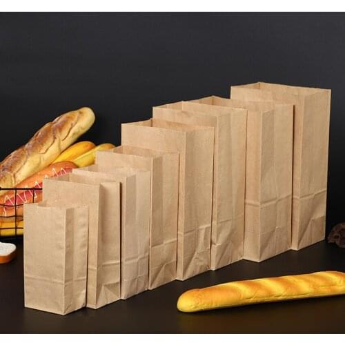 50/100 kraft paper bags biscuit candy baking sandwich bread bag recyclable takeaway bag wedding supplies gift bag