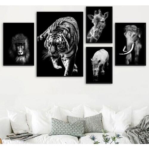Black White rhinoceros wolf lion Tiger Animals 5D Diamond Embroidery full drill square diy diamond painting mosaic decorZP-337
