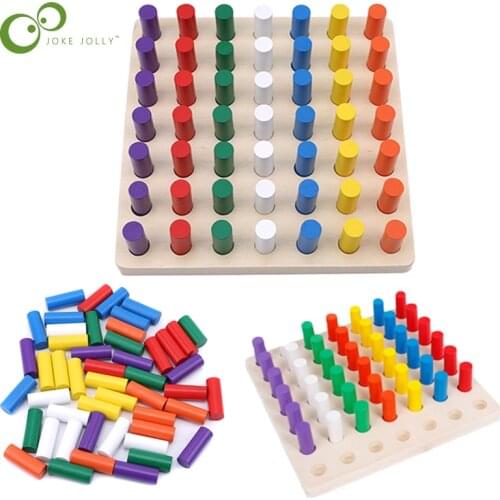 Montessori Wooden Toys Kids Senses Games Cylinder Socket Blocks Wooden Math Toys Children Early Educational Toys gifts YJN