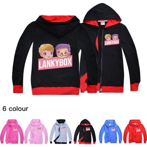 Lankybox Game Children Hooded Zipper Coat Kids Clothes Boys Jackets Autumn Plush Outwear Fashion Girls Hoodies