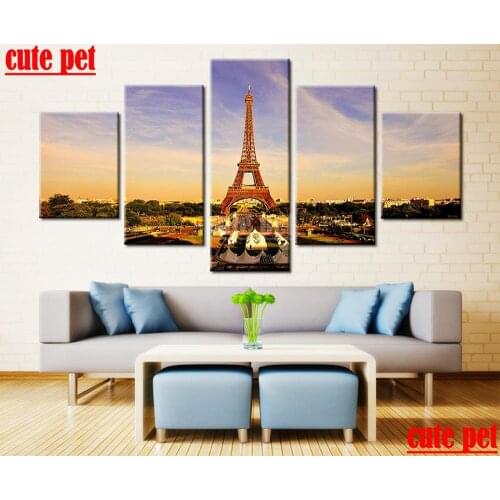 DIY Art painting European architecture 5D Diamond Painting full Effei Tower Mosaic 5PCS Embroidery diamond puzzle cute pet