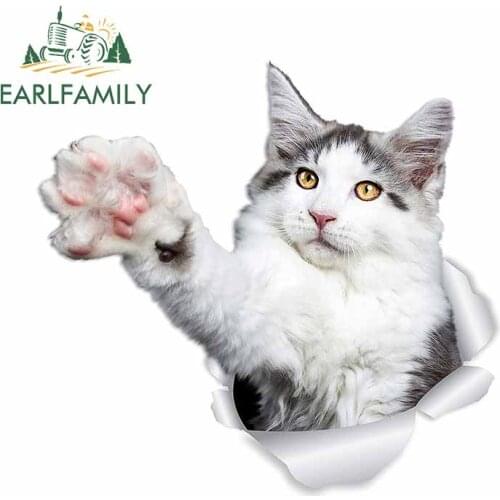 EARLFAMILY 13cm x 12.1cm For Cat Vinyl Material Car Stickers Windshield Decal Cartoon Waterproof For JDM SUV RV Decoration