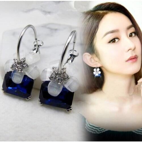 Ey736 Wedding party Trendy temperament elegant charming crystal cherry blossom flower earrings Female charm jewelry accessories