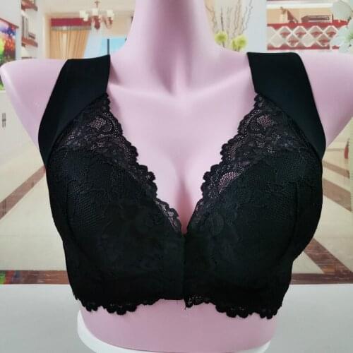 H9678 Full Cup Bra Lingerie Women Comfortable Sexy Lace Underwear Front Buckle Non-adjusted Straps No Steel Ring Breathable Bras