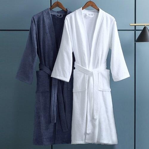 Men&Women Kimono Bathrobe 100% Cotton Gown Plus Size XL Towel Fleece Sleepwear Thick Nightwear Casual Homewear Nightgown