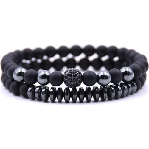 2 Pieces of Fashionable Zircon Elastic Bracelet Mens and Womens Casual Party Jewelry Accessories Anti Fatigue Bracelet