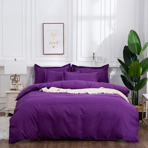 Cotton Bedding Set Satin Strip Soft Bed Linens Duvet Cover Pillowcases Comforter Bedding Sets Queen King Size