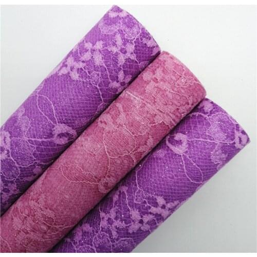 Lace Glitter Vinyl Fabric Sheet Twill Backing Synthetic Leather Faux Vinil For Bows Earrings Bags DIY A4 SIZE 6S98A