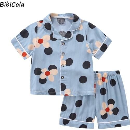 Summer Boys Girls Nightwear Set Short Sleeve Tops+Short Pant Kids Toddler Boy Children Pjs Sleepwear Card Love Printing Pyjamas