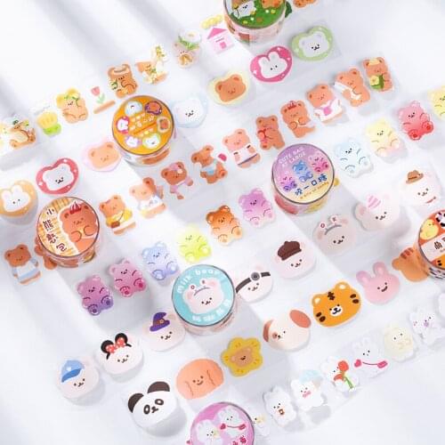 Kawaii Animals Washi Tape dot Scrapbooking Stickers Cute Sticker Rolls Self-adhesive Diy Decoration Stickers For Crafts