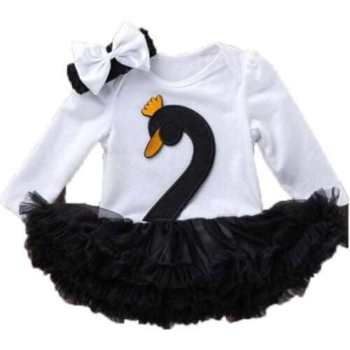 Baby Girls Dress Infant Long Sleeve Tutu Swan Mesh Princess Dress With Bow Cute Toddler Girls Boutique Clothing For 3--24 Months