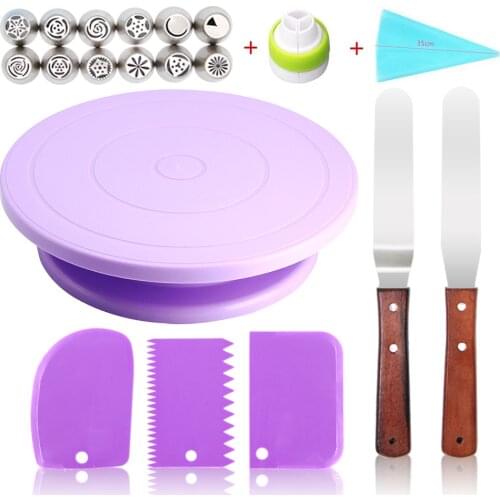 Cake Stand Turntable Rotating Base Cake Plastic Dough Knife Decorating 10 Inch Cream Cakes Stand set Cake Rotary Turntable tool