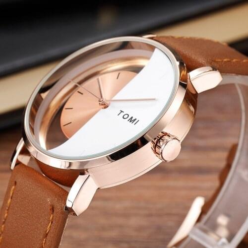 Translucent Unique Watch Creative Sports Wristwatch For Men Women Novelty Leather Lover Couple Watch Quartz watch Boyfriend Gift
