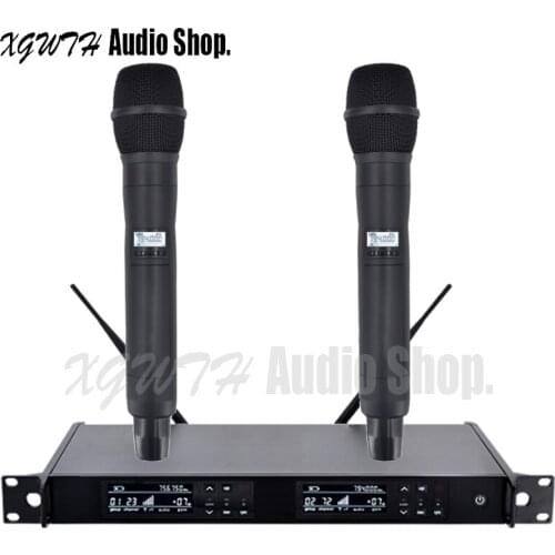 Professional UHF Wireless Microphone System 2 Channel Receiver Dual Karaoke Dynamic Handheld Mic Vocal Video Audio Mics