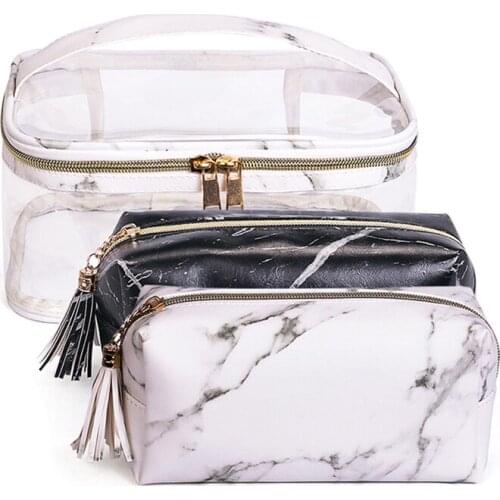 PVC Transparent Cosmetic Bag Organizer Travel Toiletry Bag Set Pink Beauty Case Makeup Case Beautician Vanity Necessaire Trip