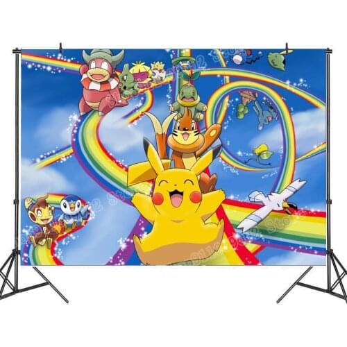 Pokemon Background Newborn Photography Props Photography Photo Backdrop Vinyl Back Drops Pikachu Birthday Party Children Gifts