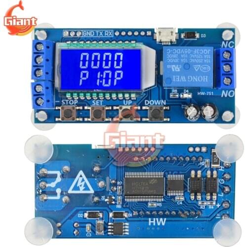DC 5V Delay Disconnection Cycle Timing Relay Module LCD Digital Display Adjustable Time Delay Relay Switch for Home Automation