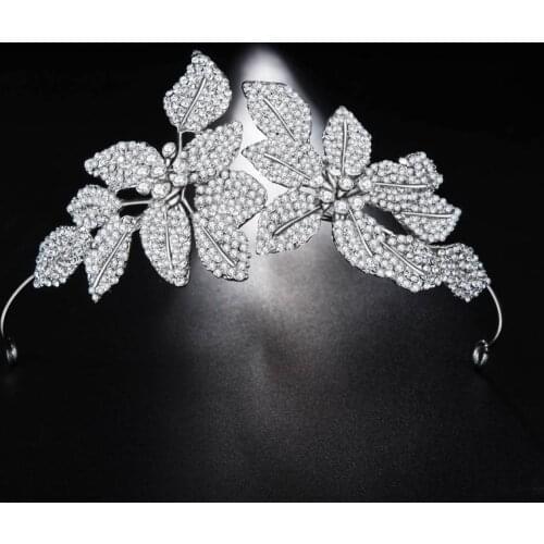 Luxury Crystal Flower Bridal Tiaras Crowns Women Baroque Pageant Diadem Rhinestone Party Girl Jewelry Wedding Hair Accessories