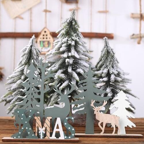 Christmas Wooden Ornaments For Home 2022 Table Decor Merry Christmas Gifts Xmas Elk Christmas Tree Decor Happy New Year Decor