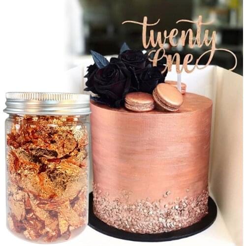3g KB Edible Pink Gold Leaf Flakes for Cake Food Decoration Schabin Flakes Decorative Dishes Chef Art Cake Decorating Tool
