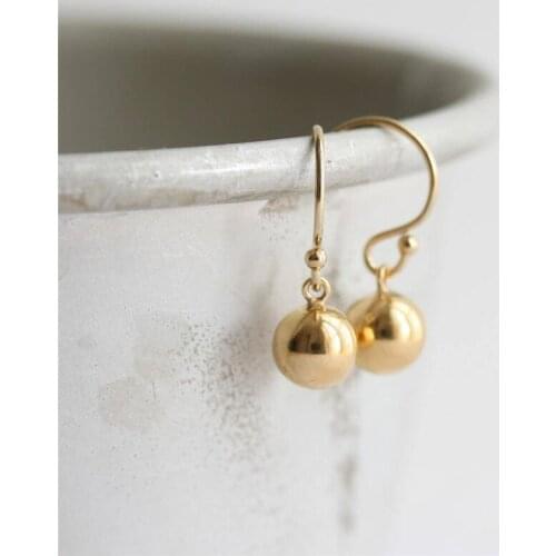 14K Gold Filled Earrings 7MM Gold Ball Jewelry Minimalism Oorbellen Brincos Vintage Pendientes Boho Drop Earrings For Women