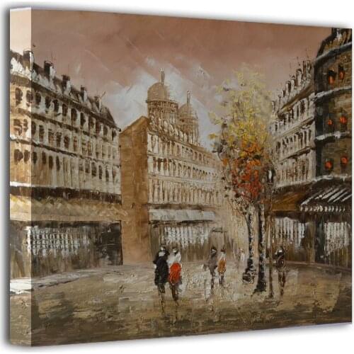 Modern home decor hand-painted oil painting restoring ancient ways of city street landscape DM150627-9