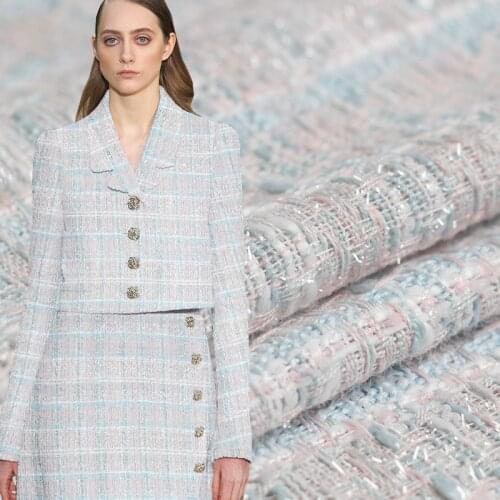 Red Raspberry France Blue Purple Tweed Fabrics Garment Materials Autumn Women Jacket Suits Coat Sewing Cloth Tailor Freeshipping