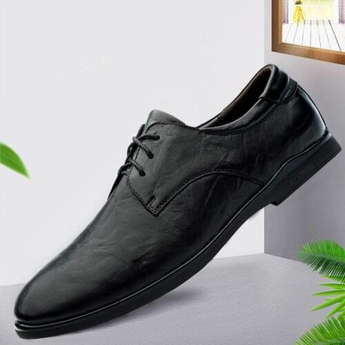 Luxury Business Oxford Shoes Men Genuine Leather Casual Mens Shoes Breathable Formal Dress Shoes Male Office Wedding Footwear