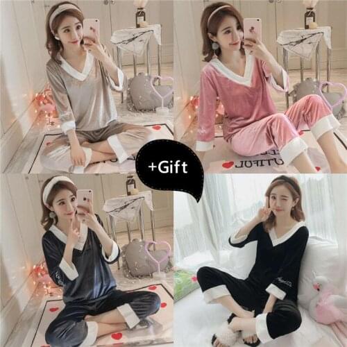 Women Pajamas Sleepwear Set Nightie Home Clothes Winter Warm flannel Soft Warm Pants Thicken Casual Sexy lingerie pyjamas women