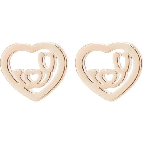 Christmas Gifts Woman Stud Earrings Fashion StainLess Steel Black Ear Earrings Heart Shape Girls Hollow Jewelry boucle d'oreille