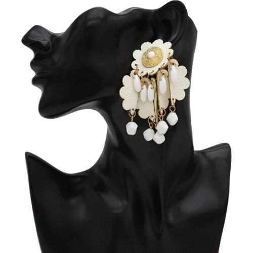 Elegant Bohemian Beaded Hanging Acrylic Drop Earrings for Women 2019 orecchini Big Flower Drop Earring Wedding Party Jewelry