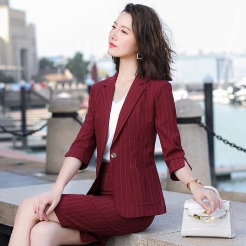 Half Sleeve Elegant Formal Professional Business Suits with Skirt and Tops for Women Office Work Wear Blazers Career Working Set