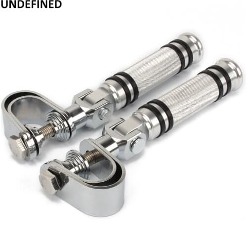 1-1 1/4" Chrome Motorcycle Highway Foot Pegs Clamp Engine Crash Bar Engine Guard Footrest Mount For Harley Chopper Bobber Custom