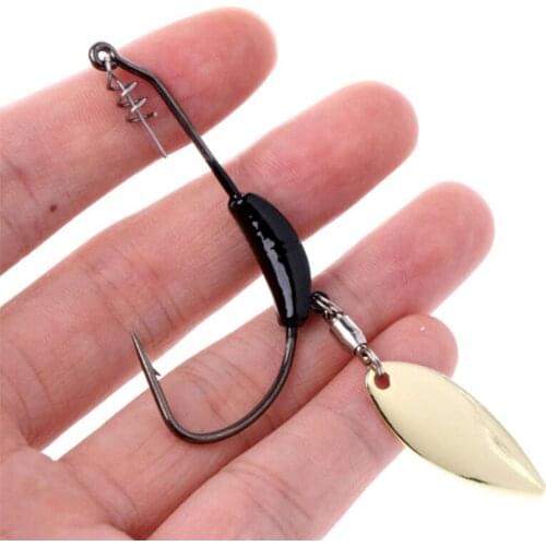 1PCS 2g/3g/4g/5g/7g Iron Sequins Crank Sea Fishing Lure Hook Soft Worm Bait Hook Fish Tackle Accessory With Lead Weight