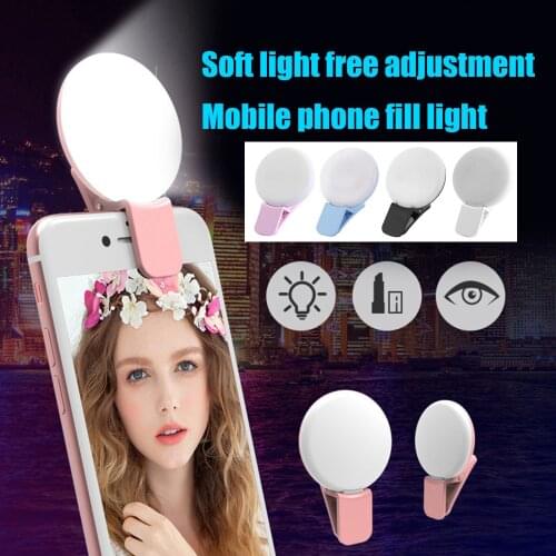 1pc Selfie LED Ring Fill Light Portable Mobile Phone 36 LEDS Selfie Lamp 3 levels Lighting Luminous Ring Clip For All Cell Phone