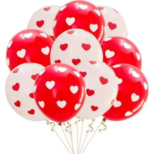 20pcs/lot 12inch White Red Latex Balloons Printed With Love Heart Valentines Day Wedding Birthday Party Decorations Supplies