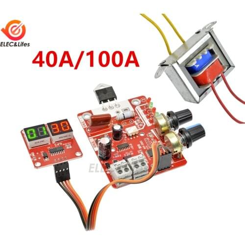 40A 100A Digital Spot Welding Machine Control spot Welder AC 110V/220V to 9V Transformer Controller Board Timing Current Display