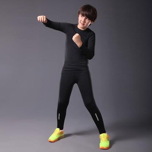 Top running tights kids basketball pants compression fitness gym running training sets mens jogging leggings tights sports suits