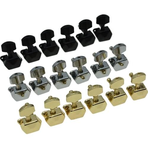 Dopro 6 Inline Semi Closed Guitar Tuning Keys Guitar Tuners Machine Heads for Strat/Tele Electric Guitars Chrome/Black/Gold
