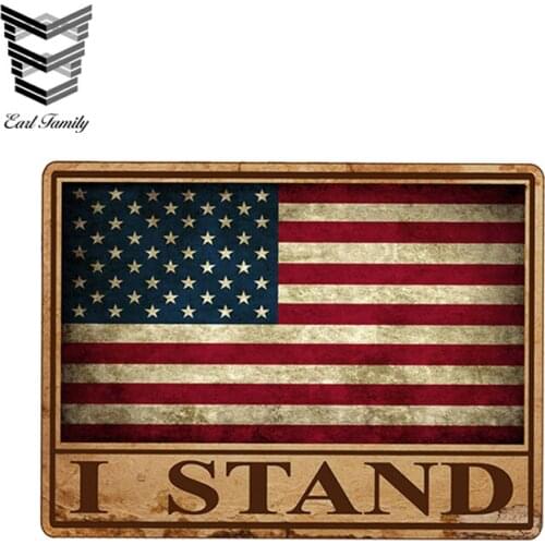 EARLFAMILY RUSTIC I Stand USA American Flag Sticker Vinyl Decal US America Merica Proud Citizen Car Truck Vehicle Graphic Laptop