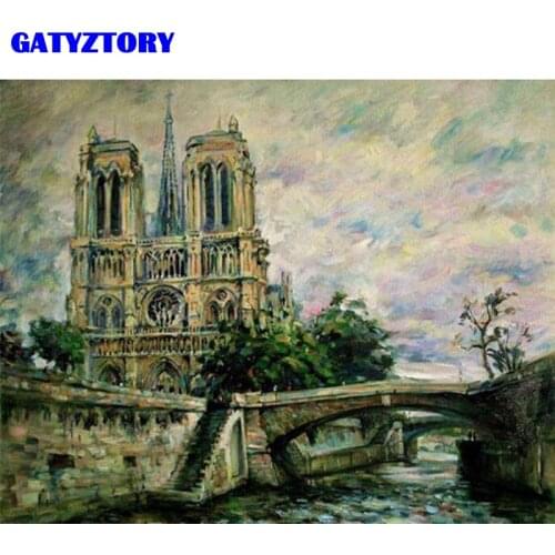 GATYZTORY Frame Notre Dame De Paris DIY Painting By Numbers Kit Paint By Numbers Handpainted Oil Painting For Home Decor Artwork
